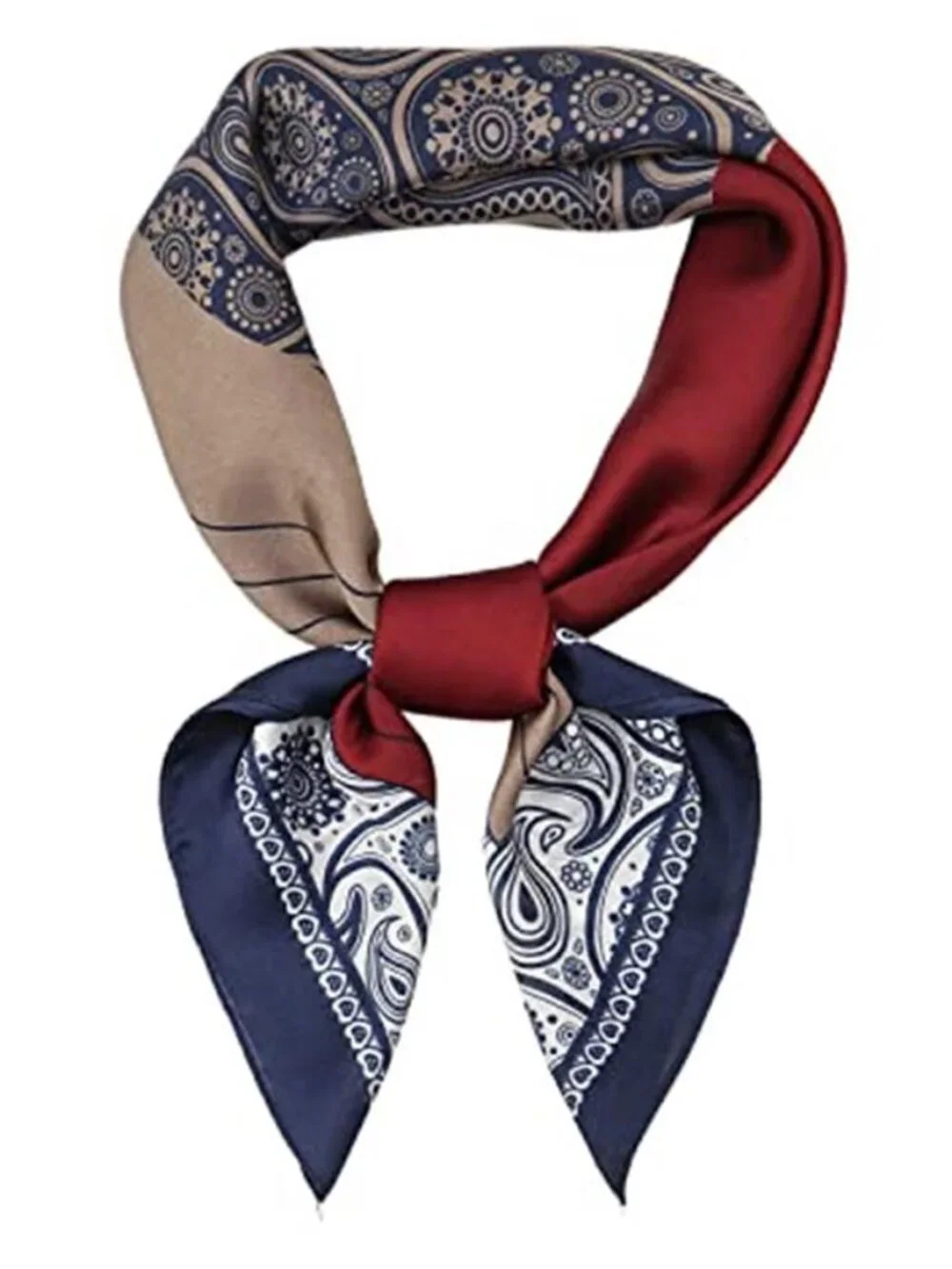 Women Head Hair Scarf Like Satin Silk Blue & Brown Scarf Sleeping Hair Wrapping